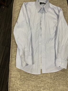 Men's Light Blue Patterned Dress Shirt - Classic Collared Button-Up